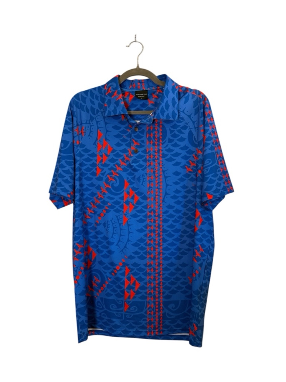 Wahine Toa Hawaii Men’s Polynesian Tribal Printed Polo Shirt sz S